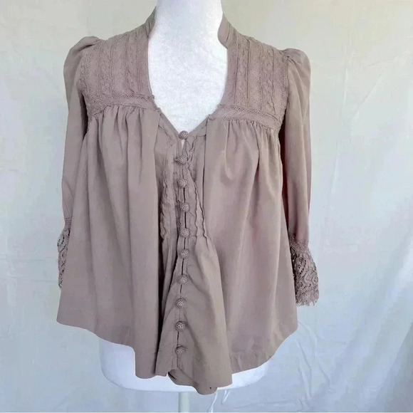 Free People Esme lavender button-up blouse. - Picture 4 of 13